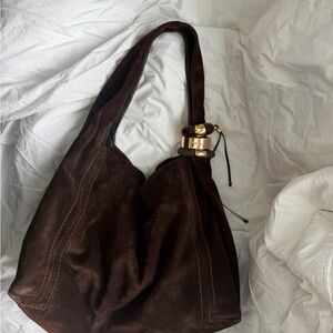 Jimmy Choo Dark Brown Suede Hobo Bag